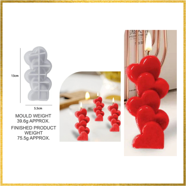 LOVE HEART TOWER CANDLE PILLAR MOULD
