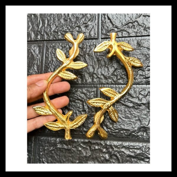 DESIGNER STEM LEAF METAL TRAY HANDLE