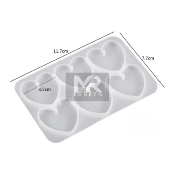 6 CAVITY HEART MOULD WITH HOLE
