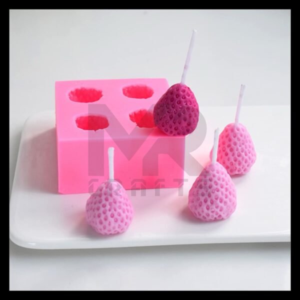 4 CAVITY STRAWBERRY MOULD 3D FULL