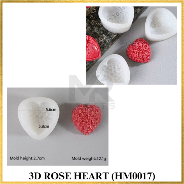 3D ROSE HEART MOULD (HM0017)