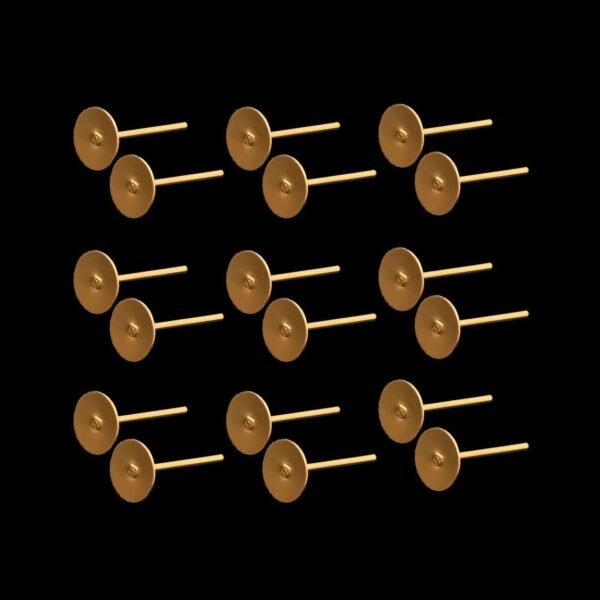 GOLD STUD BASE FOR EARING 6 MM  (40 PC PACK)